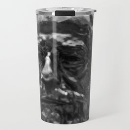 Portrait of Legros bronze sculpture by Auguste Rodin black and white photograph - photography - photographs wall decor Travel Mug