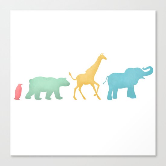 Baby Animal Silhouettes Canvas Print