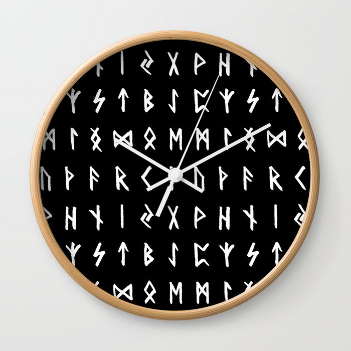 Nordic Runes // Black Wall Clock