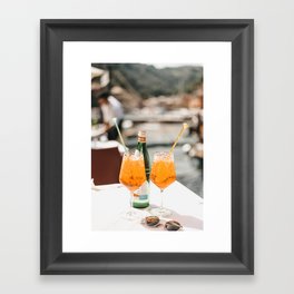 Italian Aperol Spritz for two | Spritzen in the Italian Riviera, cocktail photography travel print Framed Art Print