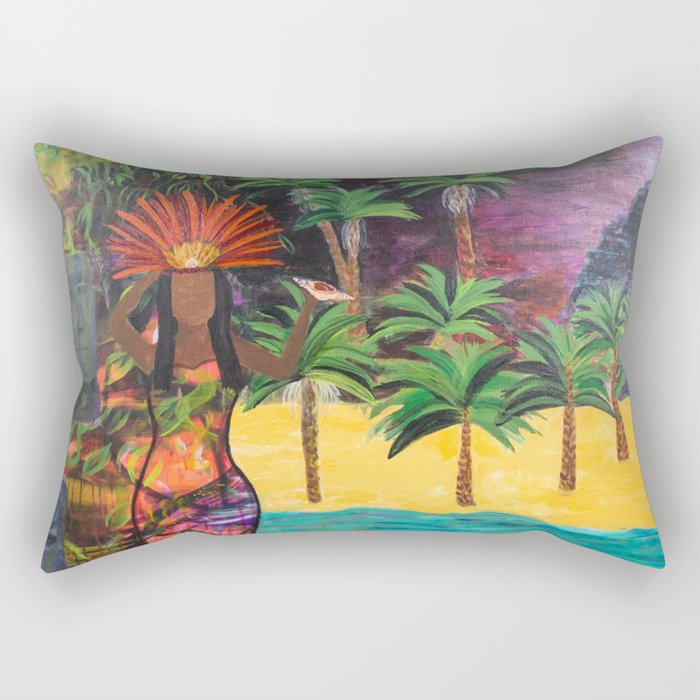 Tahitian Goddess original painting by Barbara Sayre Rectangular Pillow