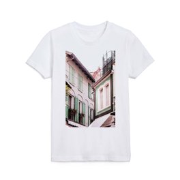 Pastel Pink Wall Green Window Door Lake Garda Italy  Kids T Shirt