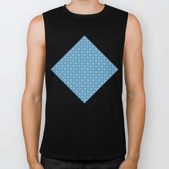 Blue Cubes - Geometric Work Biker Tank