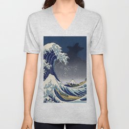 Great Wave: Kanagawa Night V Neck T Shirt