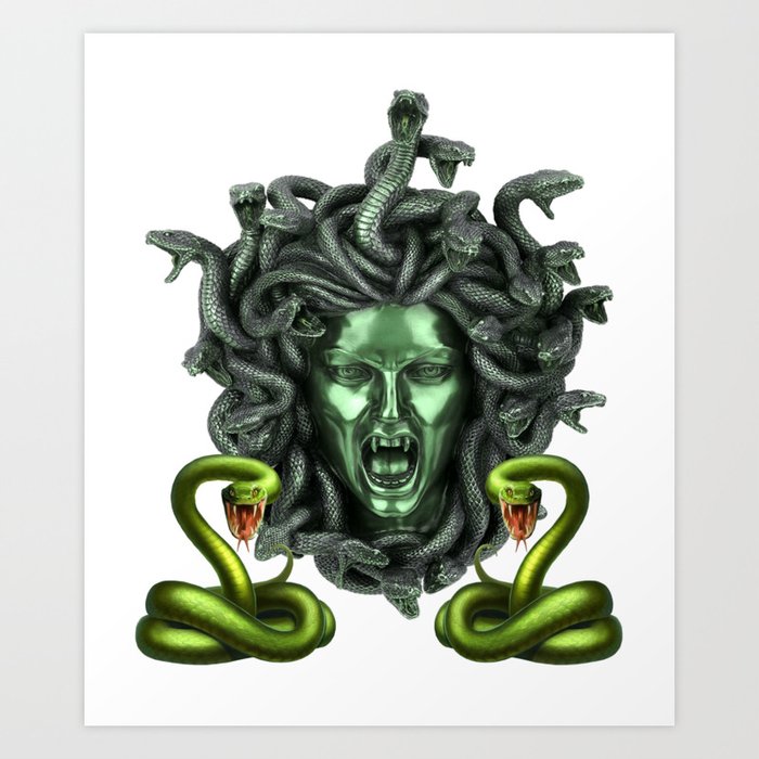 Green Snake Medusa Gorgon  Art Print