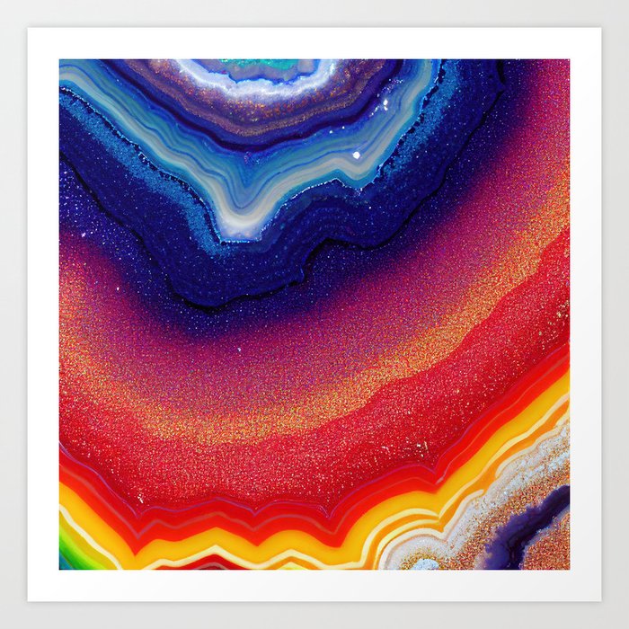Vibrant Rainbow Agate Texture 01 Art Print