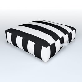 Parisian Black and White Stripes (vertical) Outdoor Floor Cushion