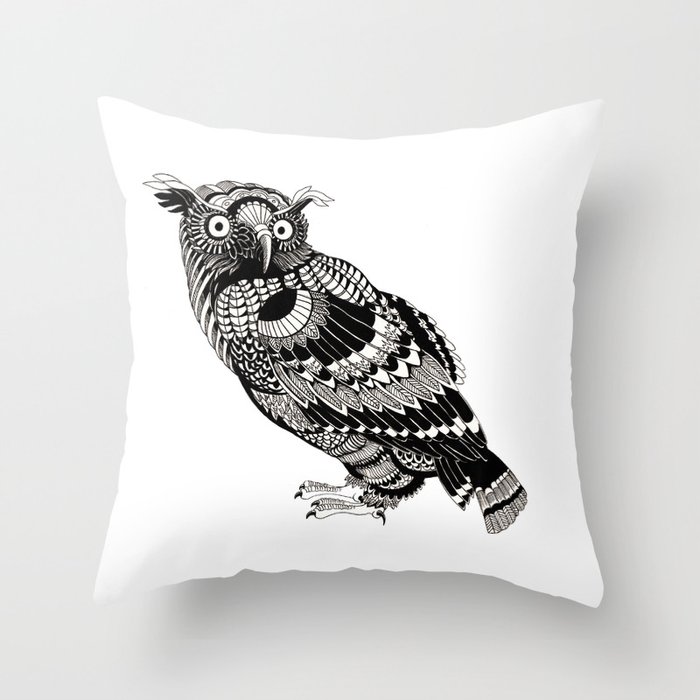 Horned owl Throw Pillow