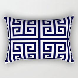 Greek Key Patten White And Navy Blue Rectangular Pillow