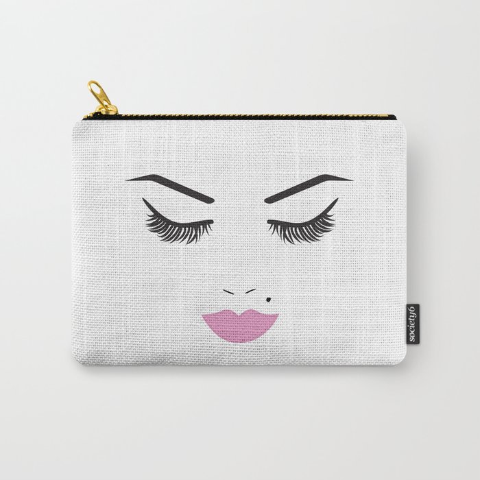 Beauty Face with Pink Lips Carry-All Pouch