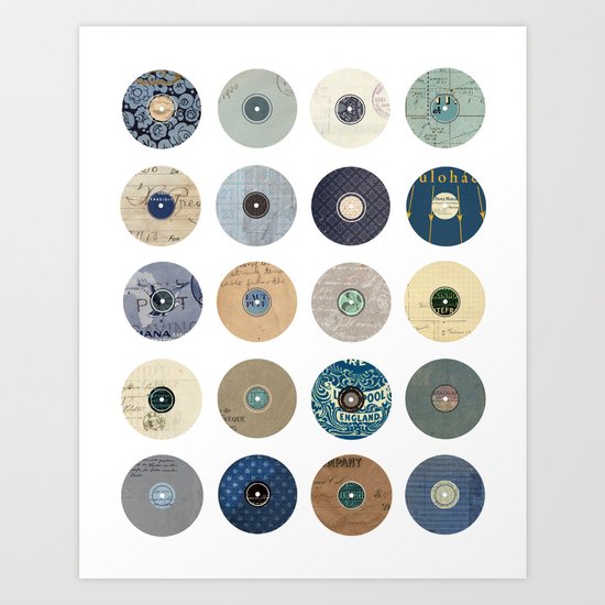 Vinyl Record Collage Art Print