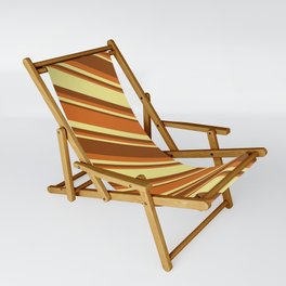 [ Thumbnail: Brown, Chocolate & Tan Colored Stripes/Lines Pattern Sling Chair ]