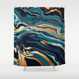 Gold and emerald marble Shower Curtain