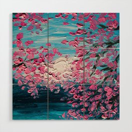 Sakura trees blossom and Fuji Wood Wall Art