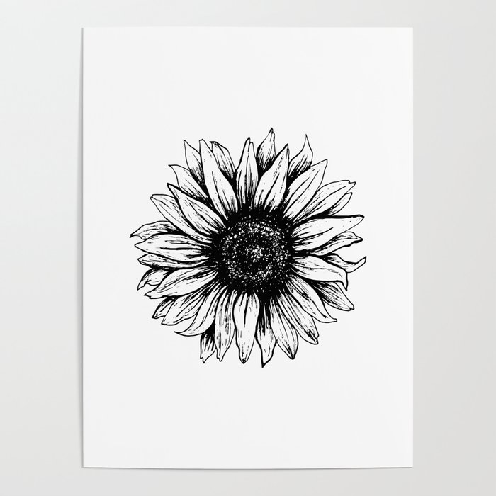 se spids Troubled Black and white sunflower (Pen and Ink) Poster by LiciaMarie | Society6