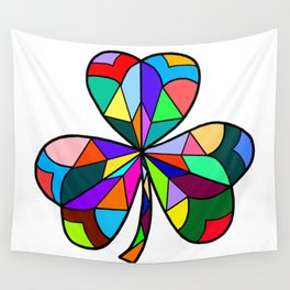 Stained Glass Rainbow Irish Clover Wall Tapestry