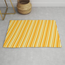 [ Thumbnail: Pale Goldenrod and Orange Colored Lined/Striped Pattern Rug ]