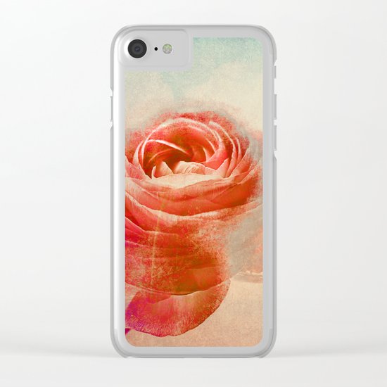 Vintage Ranunculus(3). Clear iPhone Case