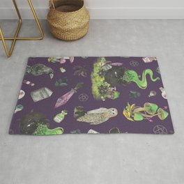 Witchy Vibes Rug | Witchaesthetic, Witch, Digital, Witches, Graphicdesign, Spirit, Crystals, Pop Art, Owls, Pattern 