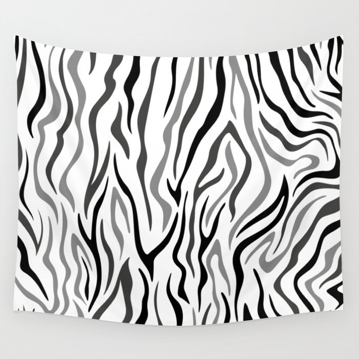 Animal Print Zebra Stripes Pattern. Digital Painting Illustration Background Wall Tapestry
