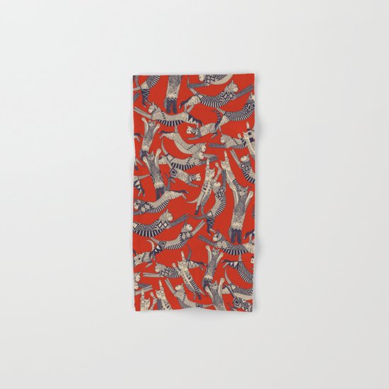cat party retro Hand & Bath Towel