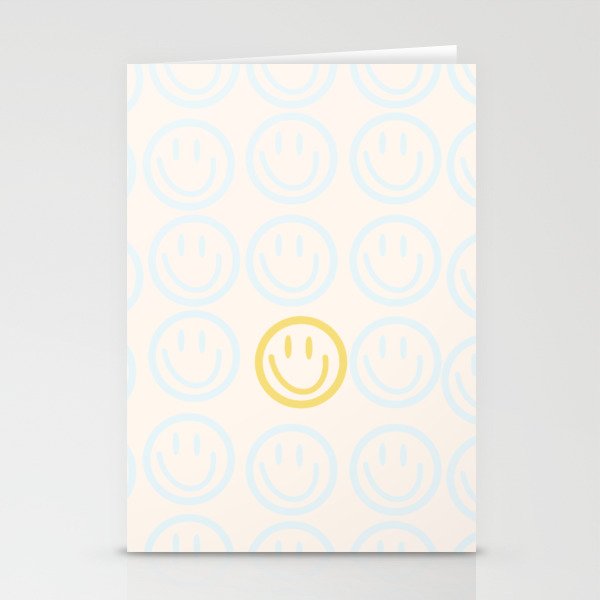 Preppy Smiley Face - Blue and Yellow Stationery Cards
