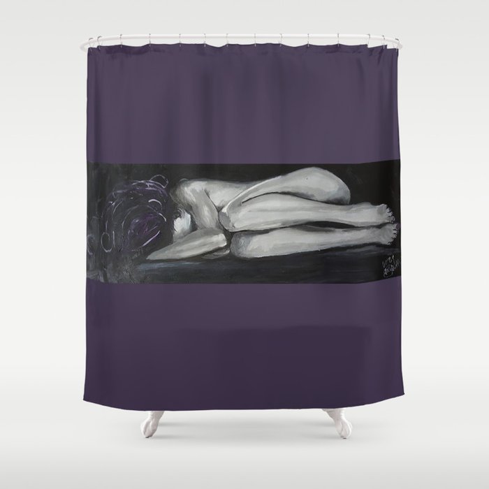 Tasteful Nude Oil Paint On Canvas Painting Fetal Position Black