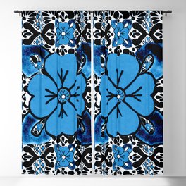 talavera mexican tile in blu and grey Blackout Curtain