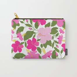 Pink Lush Hibiscus Flower Carry-All Pouch