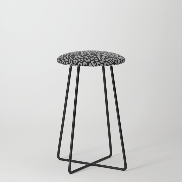 2000s leopard_gray on black Counter Stool