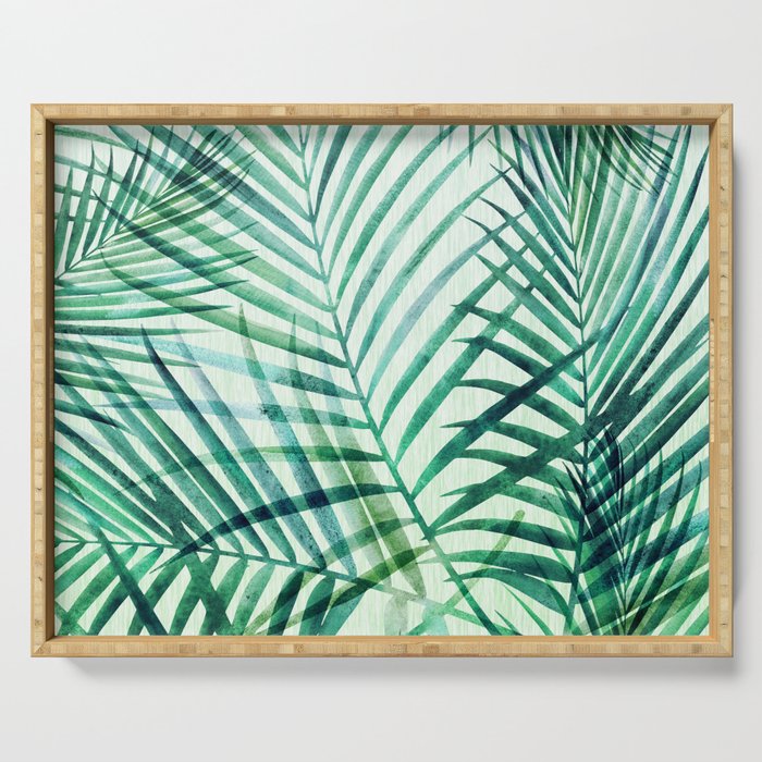 Tropical Fronds Abstract Design Serving Tray