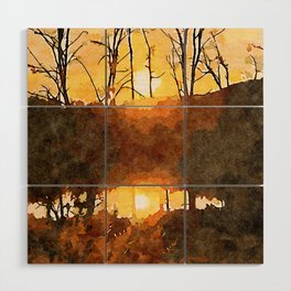 Sunset as the Phoenix's Rise Wood Wall Art