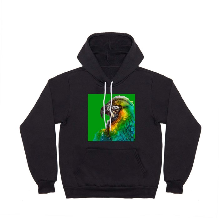 Watercolour parrot with green background Hoody