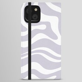 Retro Modern Liquid Swirl Abstract Pattern in Pale Lilac Purple and White iPhone Wallet Case