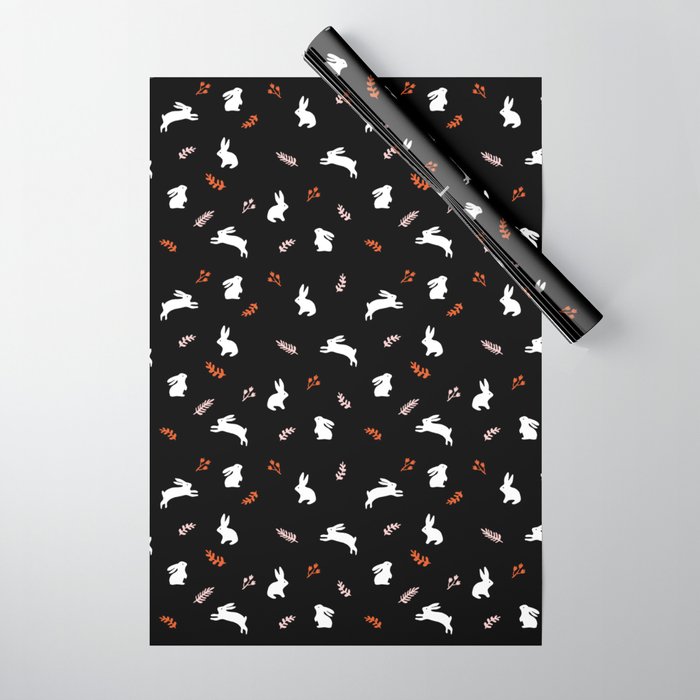 Bunny pattern in white, black and pink Wrapping Paper