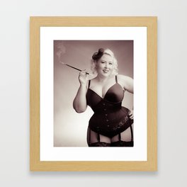 "Of Corset Darling" - The Playful Pinup - Vintage Corset Pinup Photo by Maxwell H. Johnson Framed Art Print