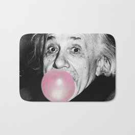 Satirical Bubble Gum Albert Einstein humour photography photograph blowing bubble gum bubble poster Bath Mat