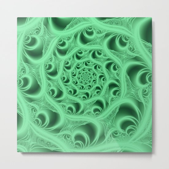 Fractal Web in Flourescent Green Metal Print