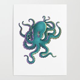 Green Octopus  Poster