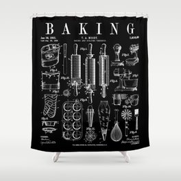 Baking Cooking Baker Pastry Chef Kitchen Vintage Patent Shower Curtain