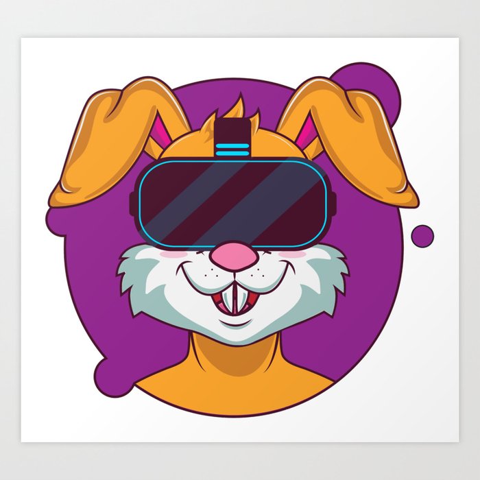 Bunny Wearing VR Headset Art Print
