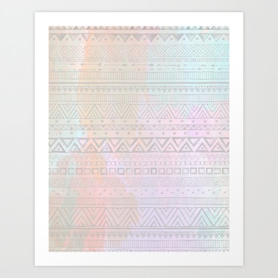 Tribal Pastel Watercolor Art Print