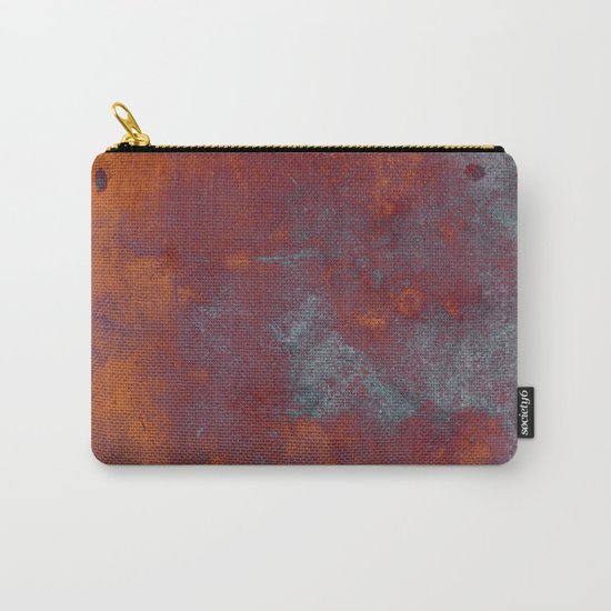 Cracked Amber - Textured abstract painting in amber and blue Carry-All Pouch