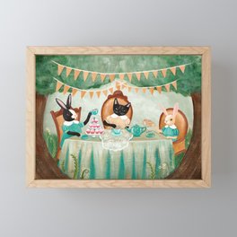 The Cat & Rabbits' Tea Party Framed Mini Art Print