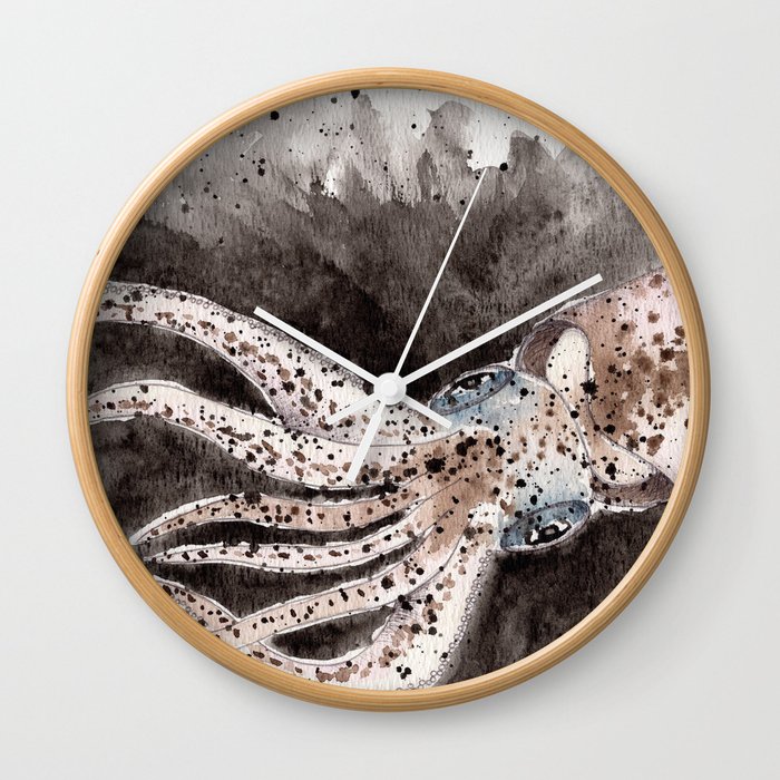 Squid ink and tentacles Wall Clock