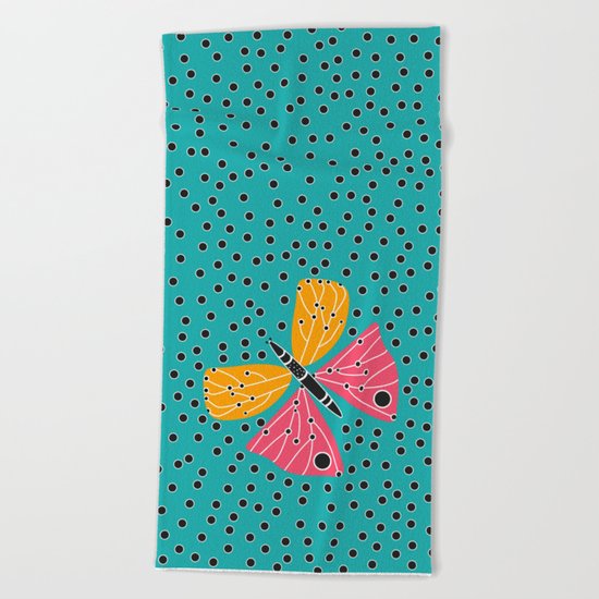 Butterfly with dots Beach Towel