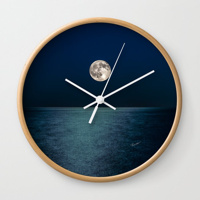 Moon Rising Over Lake Michigan Wall Clock By Ptexposure7 Society6