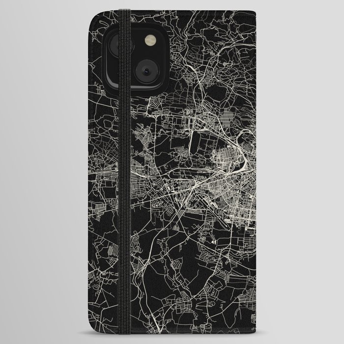 Lviv, Ukraine - City Map - Black and White iPhone Wallet Case