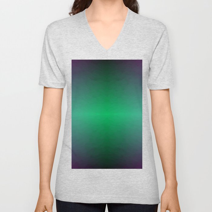 Green Blue and Purple Storm Horizon V Neck T Shirt