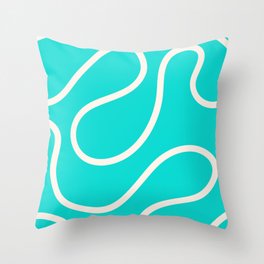 Bright Turquoise Minimal Curves Lines Abstract Artwork Throw Pillow